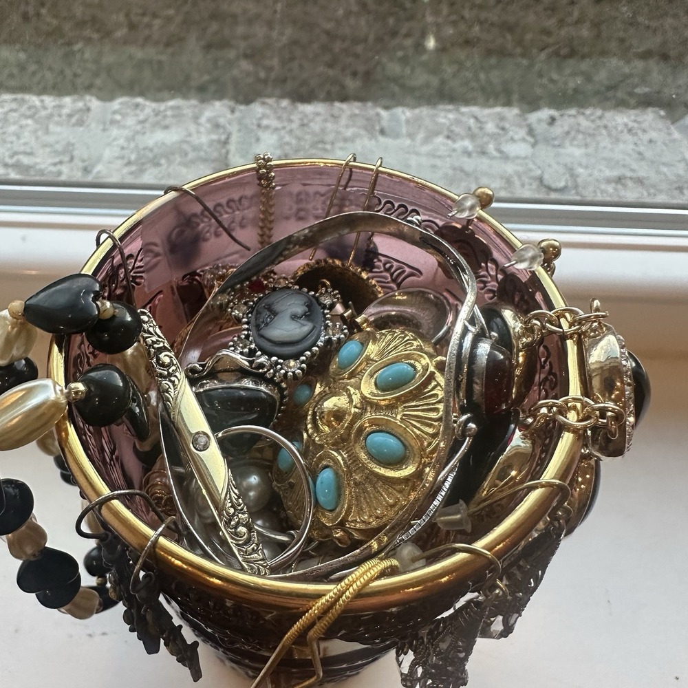 Mystery Jewelry Jar Victorian Inspired Vintage Estate Cameo Y2K Silver Gold Lot - Picture 5 of 6